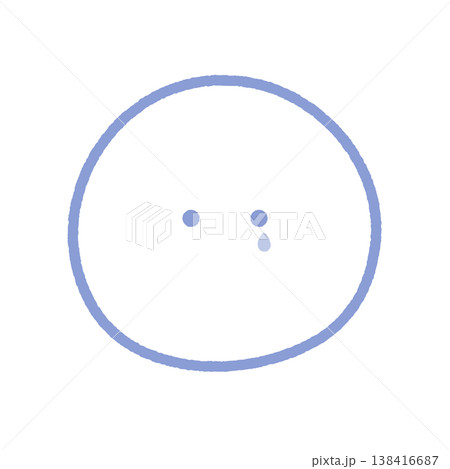 涙を流し泣いている顔の手描きの絵文字アイコン - シンプルでかわいい悲しい感情の青い線画のイラスト 涙を流し泣いている顔の手描きの絵文字アイコン - シンプルでかわいい悲しい感情の青い線画のイラスト 138416687