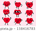 Set of Cartoon Heart Character. Cute cartoon heart characters. 138416783