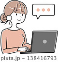 パソコンでチャットやメッセージを送る女性 138416793