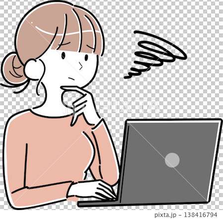A woman struggling and confused with computer operation. A woman struggling and confused with computer operation. 138416794
