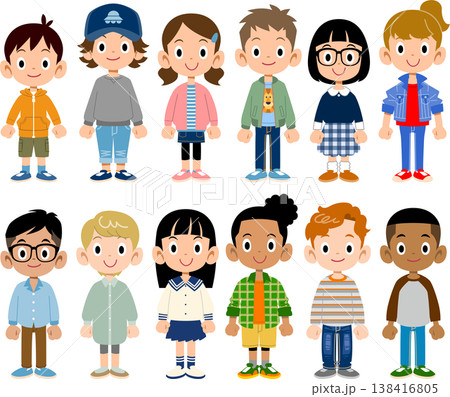 様々な人種、様々な国の子供たち12人 138416805