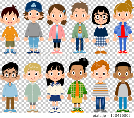 様々な人種、様々な国の子供たち12人 138416805