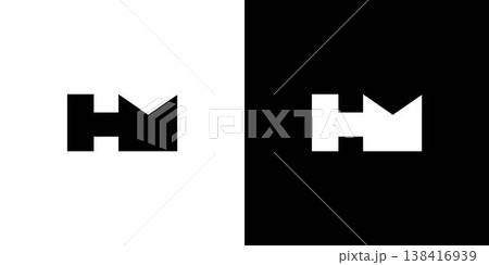 Bold and unique letter HM initials logo design Bold and unique letter HM initials logo design 138416939
