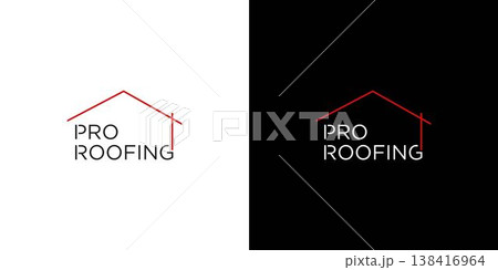 Modern and simple the pro roofing logo design 138416964
