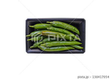 Chili peppers on a white background. 138417054