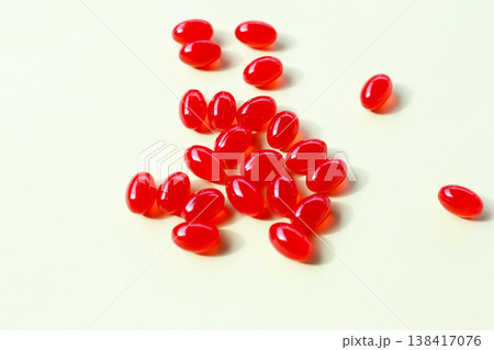 Red softgel Q10 capsules for dietary supplement. Red softgel Q10 capsules for dietary supplement. 138417076
