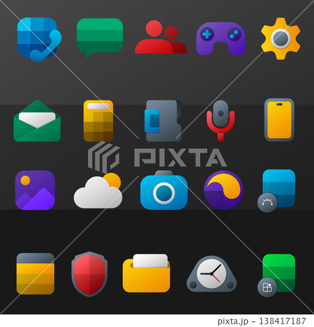 Colorful modern digital application icon set with gradient style Colorful modern digital application icon set with gradient style 138417187