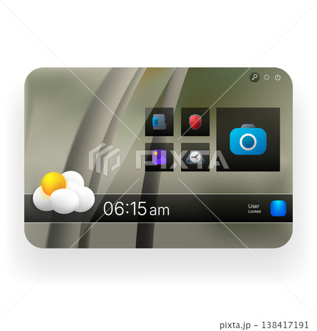 Modern smart device home screen UI with widgets display 138417191