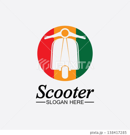 Moped scooter logo vector icon illustration design template.Retro bikes and scooters club logo.classic scooter emblems, icons and badges. Moped scooter logo vector icon illustration design template.Retro bikes and scooters club logo.classic scooter emblems, icons and badges. 138417285