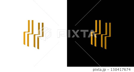 Unique and luxurious H logo design Unique and luxurious H logo design 138417674