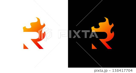 The initial R letter fire logo design is modern and burning 138417704