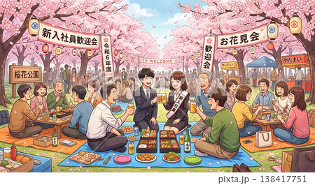 新入社員歓迎会を兼ねた花見 138417751