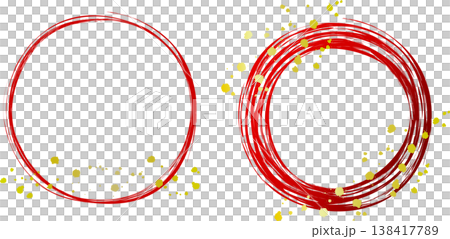 Japanese-style circular brushstrokes with a transparent background and red circle frame. Japanese-style circular brushstrokes with a transparent background and red circle frame. 138417789