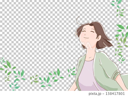 森林浴をする女性 森林浴をする女性 138417801