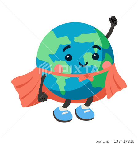 Superhero earth mascot showing power and protection 138417819