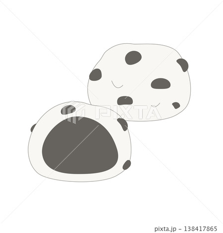 豆大福 和菓子 イラスト シンプル かわいい 透過素材 138417865