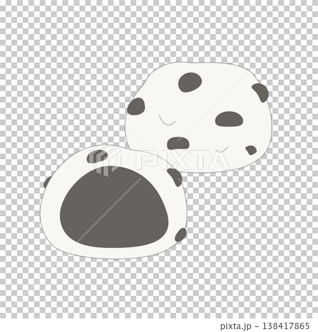 豆大福 和菓子 イラスト シンプル かわいい 透過素材 138417865