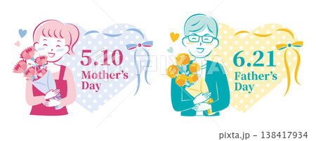 【2026年】母の日・父の日　 かわいい見出しセット 138417934