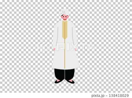 一幅描繪身著巴基斯坦傳統民族服裝的男子的插圖。 一幅描繪身著巴基斯坦傳統民族服裝的男子的插圖。 138418029