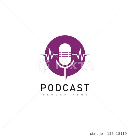 Podcast logo vector icon illustration design Podcast logo vector icon illustration design 138418119