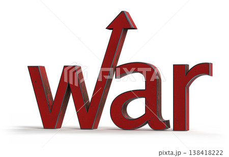 Rising war and conflict with upward arrow symbol on white background.	 138418222