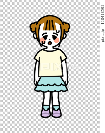 An illustration of a girl who is feeling unwell due to the heat. An illustration of a girl who is feeling unwell due to the heat. 138418593