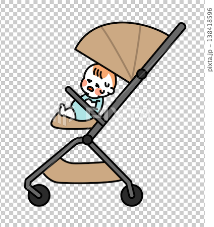 插圖描繪了一個因天氣炎熱而感到不適的嬰兒。 138418596