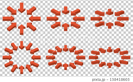 3D箭頭圖示集(圓形、放射狀、向內/向外)- 紅色3D向量素材 3D箭頭圖示集(圓形、放射狀、向內/向外)- 紅色3D向量素材 138418603