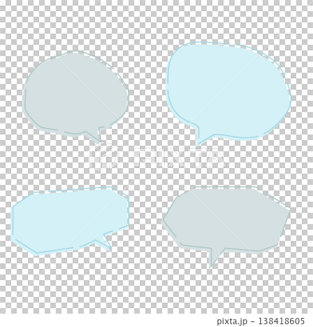手繪風格的對話框素材，採用虛線和冷色調（圓形、多邊形、簡約、可愛、插畫素材） 138418605