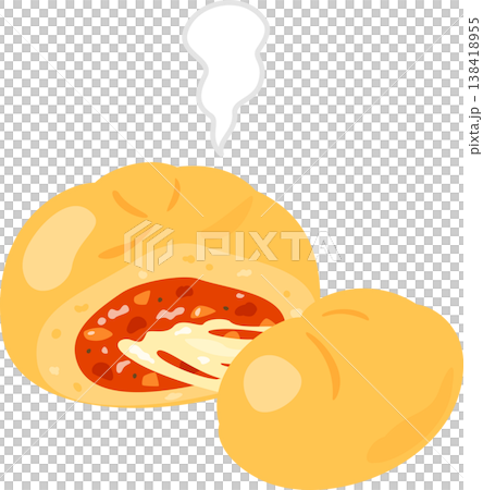 割ったチーズ入りピザまん 割ったチーズ入りピザまん 138418955