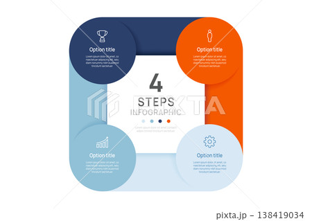 Infographic Venn diagram chart template for business 4 circle point parts options, presentation with venn diagram elements vector illustration. 138419034