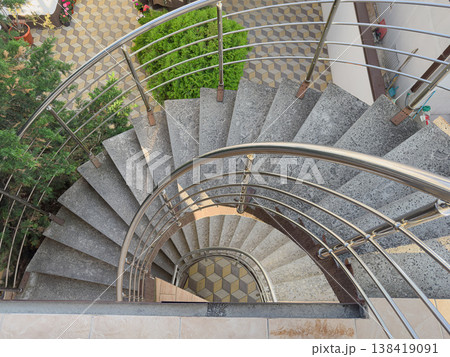 Spiral staircase in a modern building in daylight 138419091