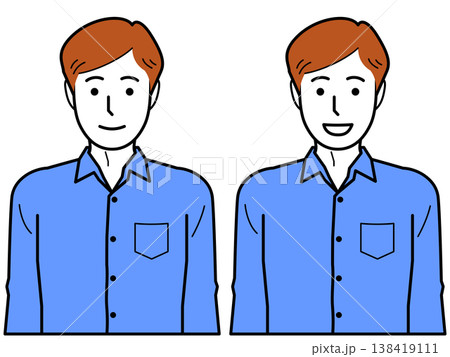 正面向き。腕をおろしたワイシャツを着た若い男性。 138419111