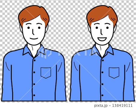 正面向き。腕をおろしたワイシャツを着た若い男性。 138419111