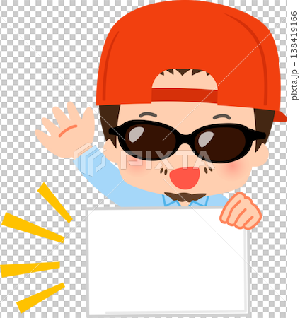 A male director raises his hand while holding a flip chart. 138419166