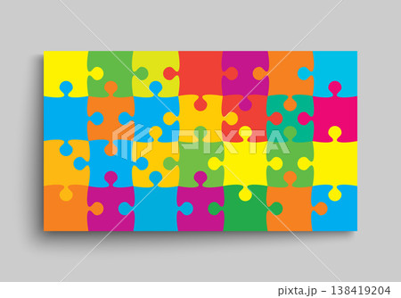 Vector background color piece puzzle frame jigsaw Vector background color piece puzzle frame jigsaw 138419204