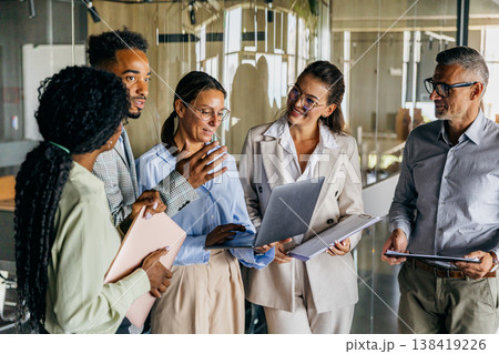 Quarterly objectives set by diverse team with visual tools 138419226