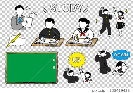 勉強する学生イラストセット 138419428