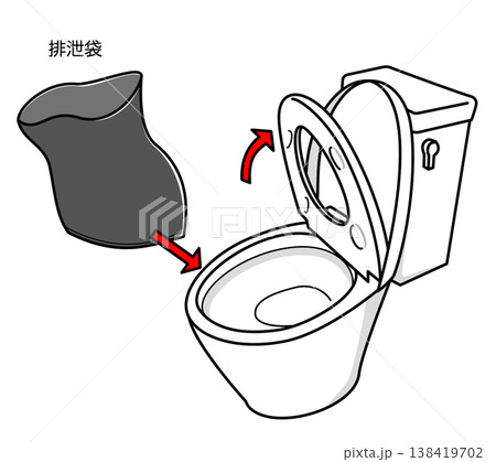 非常用トイレの使い方・便器に黒い袋をかぶせる 非常用トイレの使い方・便器に黒い袋をかぶせる 138419702