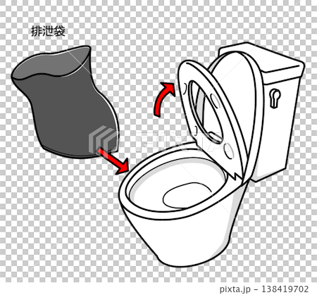 非常用トイレの使い方・便器に黒い袋をかぶせる 非常用トイレの使い方・便器に黒い袋をかぶせる 138419702