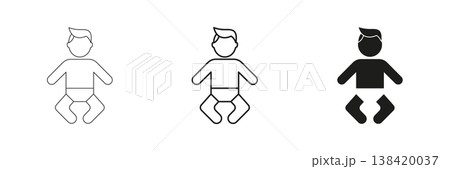 Baby Icon Line And Solid Icon Set. Infant And Childcare Symbol Outline And Silhouette Collection. Parenting, Newborn, And Family Design. Isolated Vector Illustration 138420037