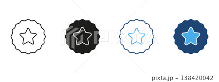 Star Badge Emblem Line And Solid Icon Set. Achievement, Quality Assurance, And Excellence Recognition Outline And Silhouette Symbol Collection. Award And Certification. Isolated Vector Illustration Star Badge Emblem Line And Solid Icon Set. Achievement, Quality Assurance, And Excellence Recognition Outline And Silhouette Symbol Collection. Award And Certification. Isolated Vector Illustration 138420042