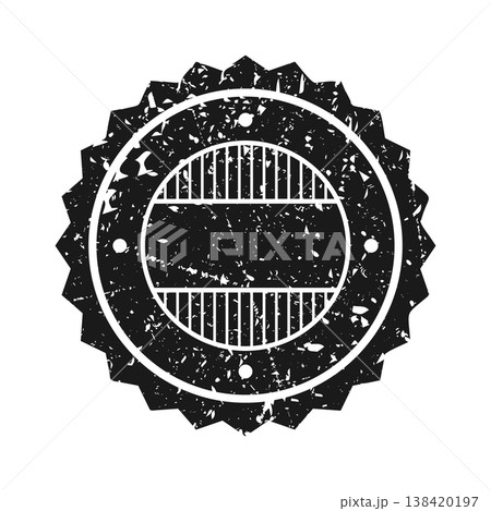 Post stamp, label or badge. Grunge imprint and postmark. Brown vintage circle postcard watermark. Used envelope design element. Vector illustration Post stamp, label or badge. Grunge imprint and postmark. Brown vintage circle postcard watermark. Used envelope design element. Vector illustration 138420197