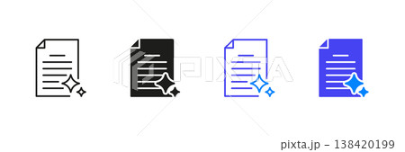Ai Document file Line And Solid Icon Set. Format File Type, Document, Quality Content, And Professional Presentation Outline And Silhouette Symbol Collection. Isolated Vector Illustration 138420199
