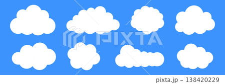 Fluffy cloud frame label set. Cloud shaped and jagged frame silhouette oval and circle frames with scalloped edges Fluffy cloud frame label set. Cloud shaped and jagged frame silhouette oval and circle frames with scalloped edges 138420229