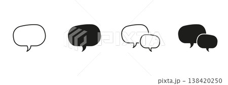 Speech Bubble Line And Solid Icon Set. Communication, Dialogue, And Messaging Outline And Silhouette Symbol Collection. Conversation And Interaction Icons. Isolated Vector Illustration 138420250