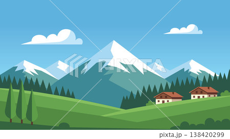 landscape with village on hill landscape with village on hill 138420299