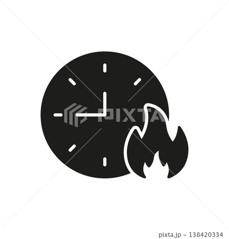 Clock With Fire Solid Icon. Time Management, Urgency, And Deadline Pressure Silhouette Symbol. Quick Task Completion And Efficiency. Isolated Vector Illustration Clock With Fire Solid Icon. Time Management, Urgency, And Deadline Pressure Silhouette Symbol. Quick Task Completion And Efficiency. Isolated Vector Illustration 138420334