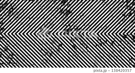 Warning sign with black diagonal lines. Attention, danger or caution symbol. Construction site signage, road safety notice, hazard banner, security alert shield. Vector illustration 138420357