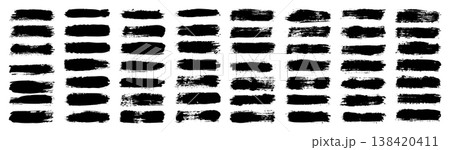 Grunge brush strokes, lines, ink smudges, hand-drawn scribble shapes. Handmade sketchy marks, acrylic stains, charcoal streaks. Paint textures, dry brush effect. Marker underline. Vector illustration 138420411